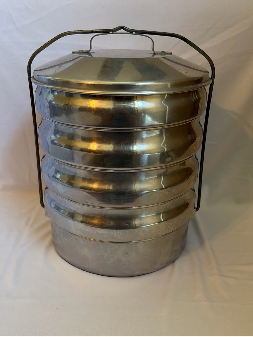 VTG BUCKEYE ALUMINUM FOOD TOTE STACKING CARRIER 5 PANS CAMPING PICNIC No HANDLE